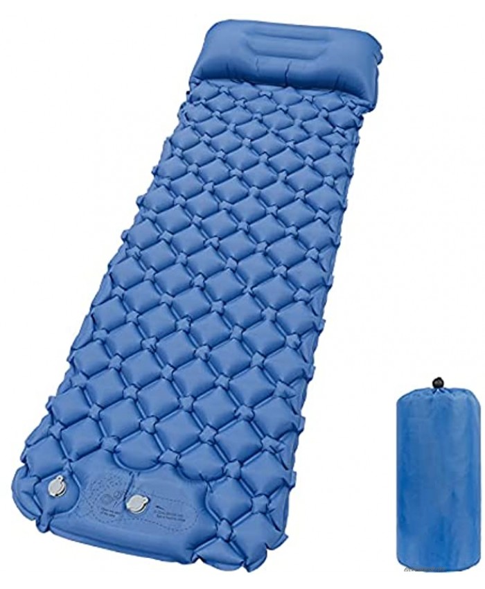 AerWo Sleeping Pad for Camping Ultralight Foot Press Inflatable Air Mattress with Pillow Durable Waterproof Compact Camping Pad Sleeping Mat for Backpacking Hiking Traveling Outdoor Trip