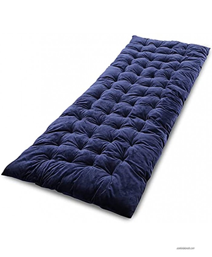 DOMAKER Cot Mattress Pad for Camping Comfortable XL Camp Cot Pads for Adults Outdoor Indoor Sleeping Waterproof Bottom 77x29 75x28 inches Navy Blue