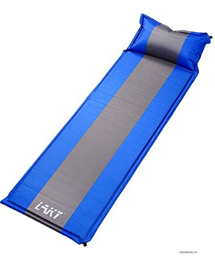 LAKY Self-Inflating Sleeping Pad with Pillow Comfortable Foam Camping Mattress Pad No Air Pump Required Sleeping Pad for Camping Backpacking Hiking Travel Family
