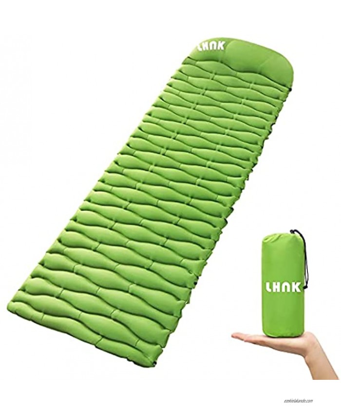 LHNK Sleeping Pad with Sponge Pillow Camping Mattress Quick Self Inflating Sleeping Mat for Adults Camping Tents Backpacking Hiking Car RV Outdoor Ultralight Portable Packing