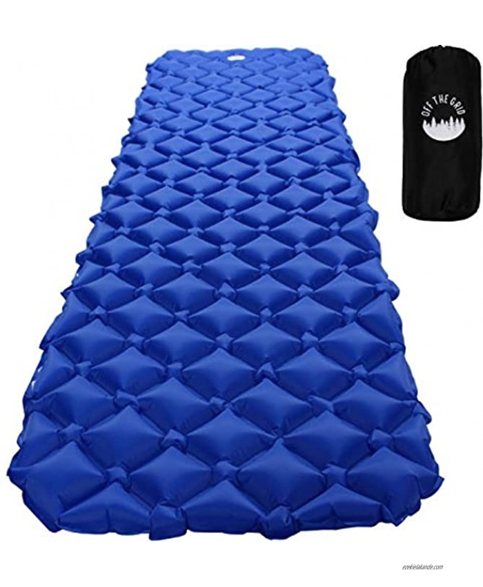Off the Grid Ultralight Air Sleeping Pad Camping Lightweight Inflatable Mat Portable Waterproof Mattress for Traveling Hiking Backpacking Outdoors Blue