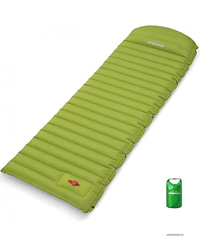 Overmont Large Sleeping Pad 74.8x27.5in with Pillow 4.7in Extra Thickness Mat Ultralight Inflatable Camping Air Mattress for Backpacking Hiking Car Travel Waterproof with Carrying Bag