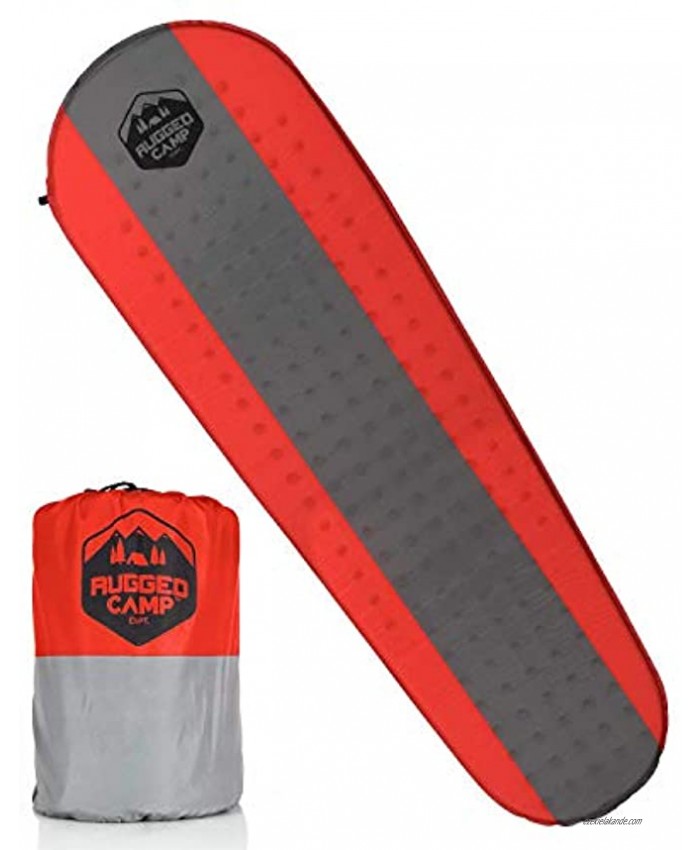 Rugged Camp Self Inflating Sleeping Pad Foam Camping Mat is 1.5 Inches Thick Perfect for Hiking Backpacking Travel Lightweight Waterproof & Compact Camping Air Mattress