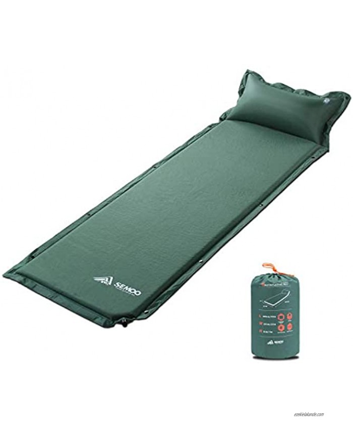 SEMOO Camping Sleeping Pad Compact Self-Inflating Sleeping Mat with Pillow Lightweight Moisture-Proof Perfect for Camping Hiking & Backpacking