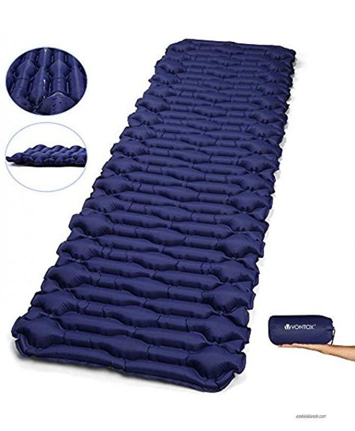 V VONTOX Camping Sleeping Pad Mat Large Ultralight Inflatable Camping Air Mattress Suitable for Camping Backpacking Hiking Outing Mountaineering Best Self-Help Mat Inflatable and Compact