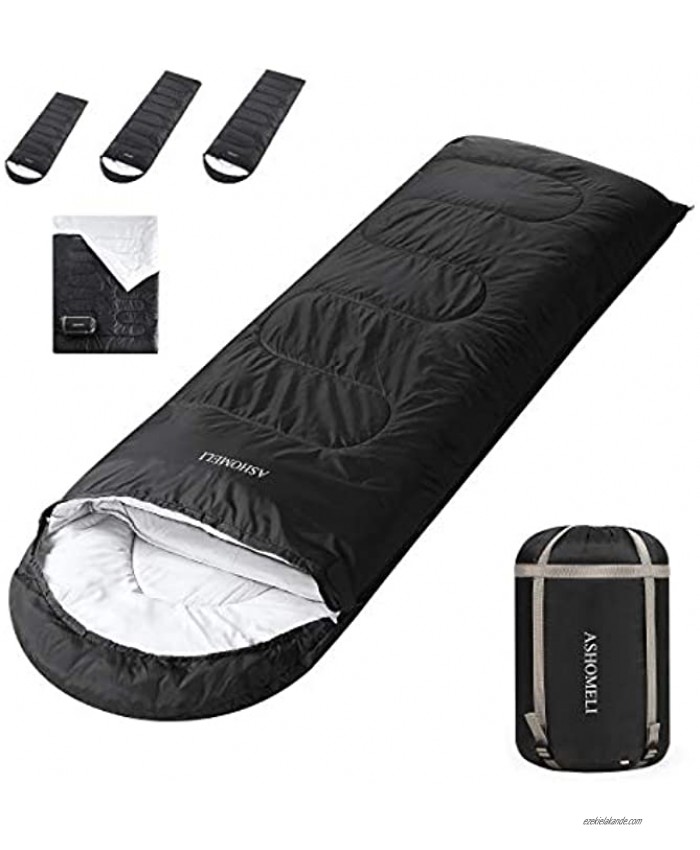 ASHOMELI Camping Sleeping Bags for Adults 4 Season Warm & Cool Weather Summer Spring Fall Winter Lightweight Waterproof Sleeping Bag for Camping Traveling Indoors and Outdoors