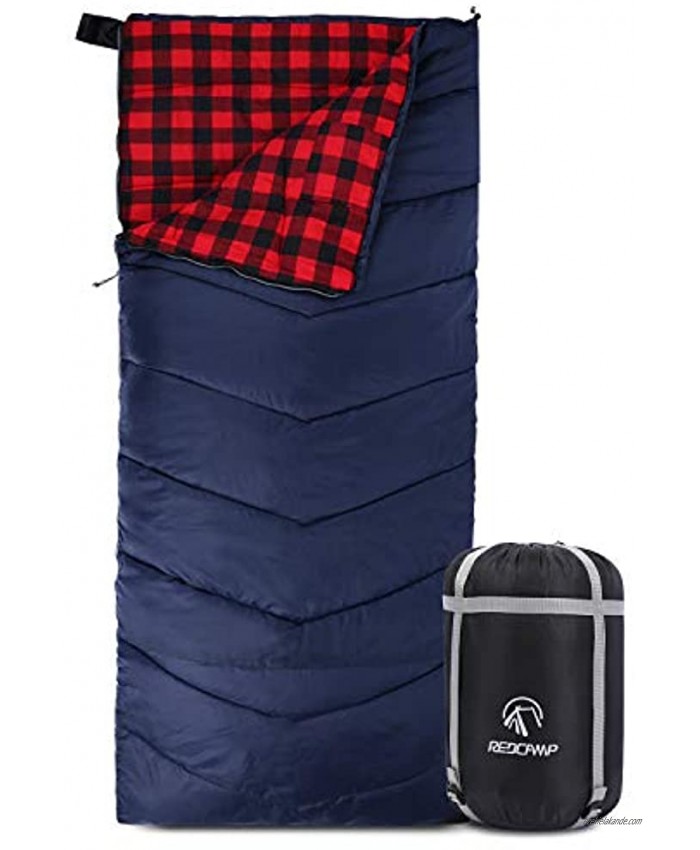 Cotton Flannel Sleeping Bag for Adults 23 32F Comfortable Envelope with Compression Sack Blue Grey 2 3 4lbs 91x35