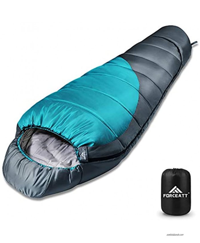 Forceatt Mummy Sleeping Bag for 3-4 Seasons and Cold Weather,Backpacking Sleeping Bags for 14°F-59°F Camping Sleeping Bag for Adults and Teens,Water-Resistant,Warm and Tearproof.