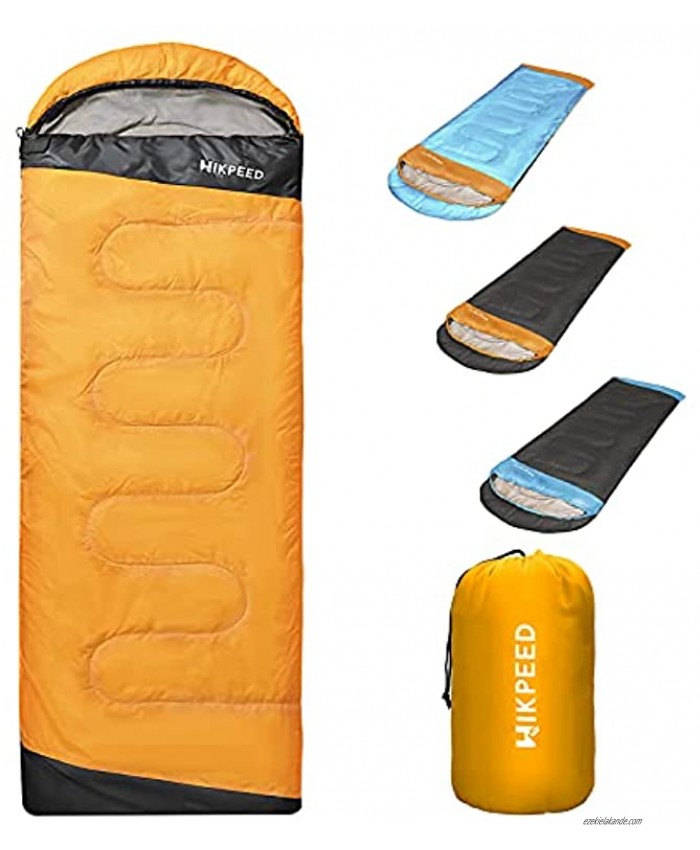 HIKPEED Camping Sleeping Bags Lightweight 3 Seasons Backpacking Sleeping Bag Camp Bedding for Camping Hiking Outdoor Warm & Cool Weather Sleepover