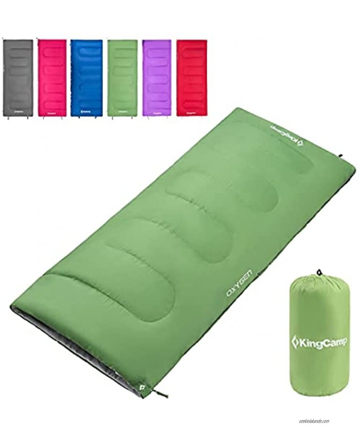 KingCamp 3 Season Camping Sleeping Bags Joinable Envelope Lightweight Compact for Adults Outdoor Travel Backpacking Hiking Indoor Warm & Cool Weather Compression Bag Included