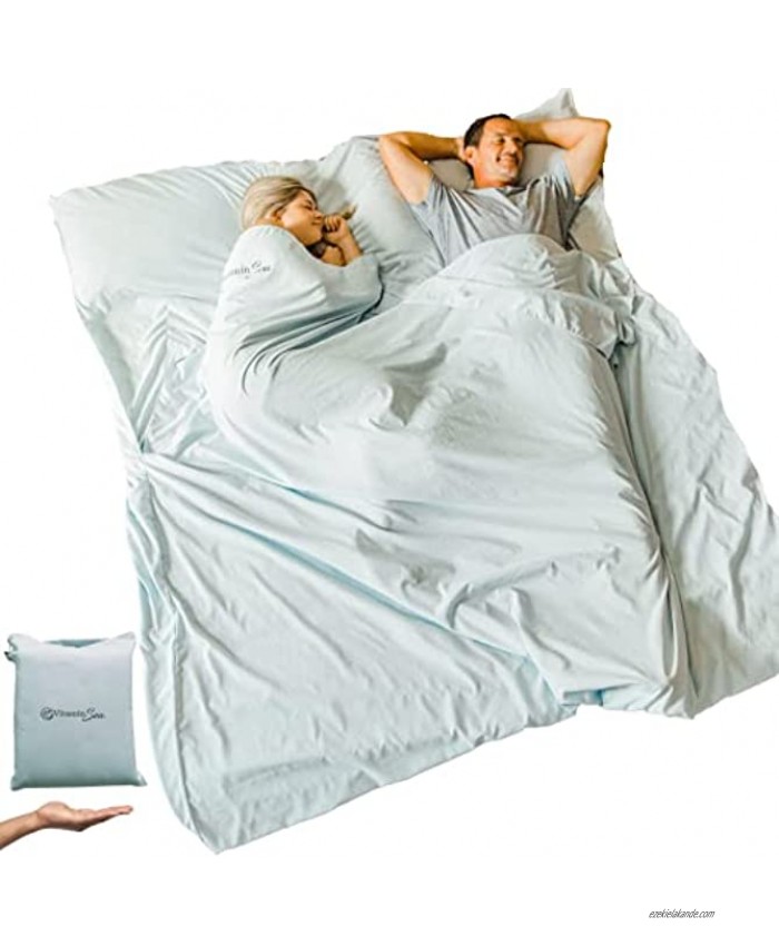 VITAMIN SEA Cotton Sleeping Bag Liner Ultralight | Camping Sheets Lightweight | Travel Sheet | Sleep Sack Adult | Travel Sheet Liners for Hotel