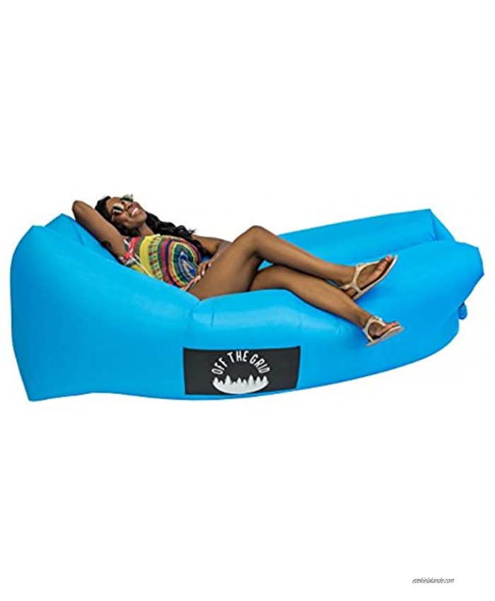 Inflatable Lounger Air Sofa Wind Chair Hammock Floating Portable Bed for Beach Pool Camping Outdoors Off the Grid Lazy Bag Cloud Couch Blue