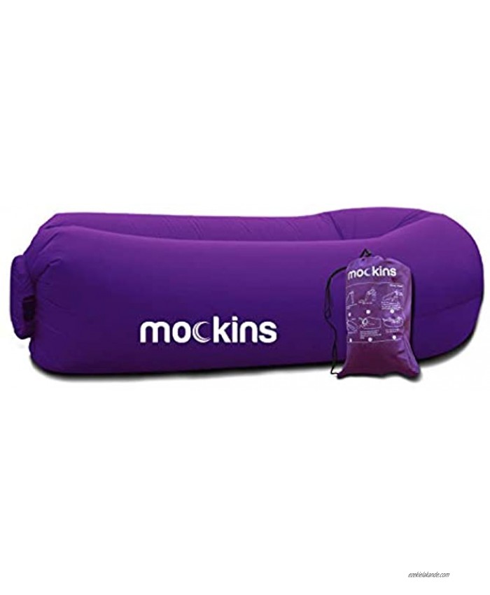 Mockins Purple Inflatable Lounger Hangout Sofa Bed with Travel Bag Pouch The Portable Inflatable Couch Air Lounger is Perfect for Music Festivals and Camping Accessories Inflatable Hammock