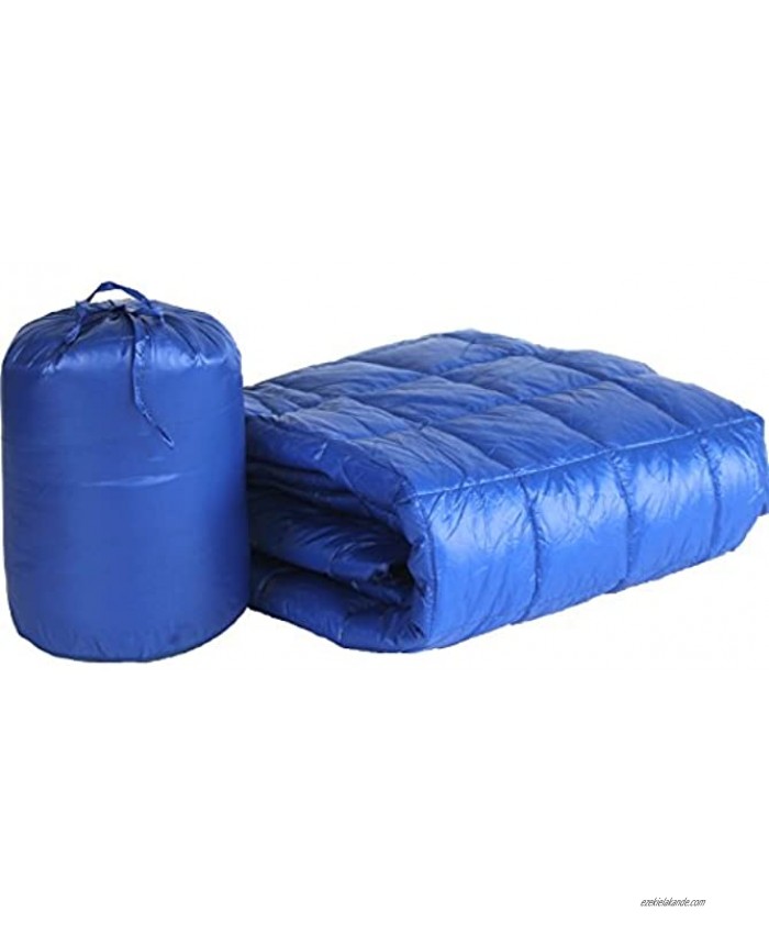 PUFF 50 x 70 High Loft Down Indoor Outdoor Water Resistant Throw with Extra Strong Nylon Cover Electric Blue