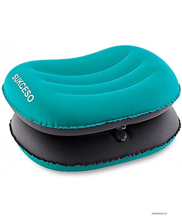 [2-PACK] Ultralight Inflatable Camping Pillow Compressible Compact Comfortable for Sleeping While Traveling Hiking or Backpacking. Ergonomic Inflating Camping Pillows for Neck and Lumbar Support