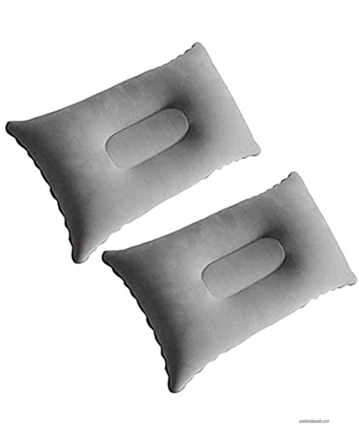 2 Pack Ultralight Inflatable Pillow Small Squared Flocked Fabric Air Pillow for Hiking,Camping,Traveling,Napping,Desk Rest,Neck Lumbar SupportGray