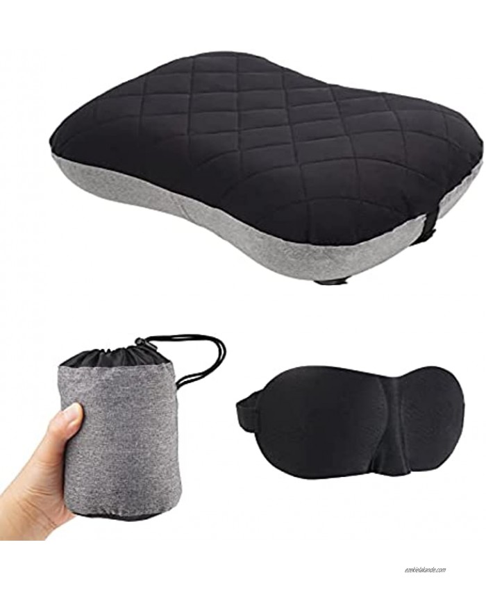 GEKUPEM Ultralight Inflatable Pillow with Removable Cover Compressible Pillow with Pad Attachment Strap Blow Up Pillow for Camping Backpacking Travel Hiking Sleeping Bag and Camping Mat