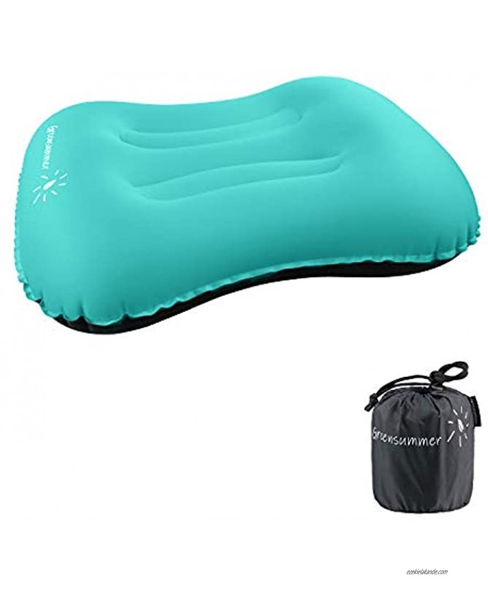 Greensummer Inflatable Camping Travel Pillow Compact Inflatable Travel Pillow Ultralight Backpacking Pillow Compressible Travel Pillow for Camping Hiking Blue
