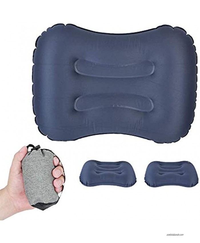 LuckySSR Ultralight Inflatable Camping Travel Pillow Compact Inflating Pillows for Neck & Lumbar Support While Camp Hiking Backpacking Traveling Car Navy Blue