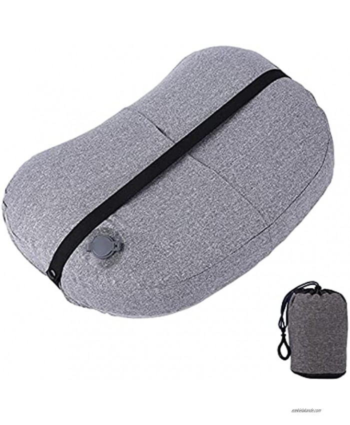 SYCOOVEN Inflatable Pillow for Camping with Bag Foldable Back Support Pillows While Outdoor Hiking Travel BackpackingGrey