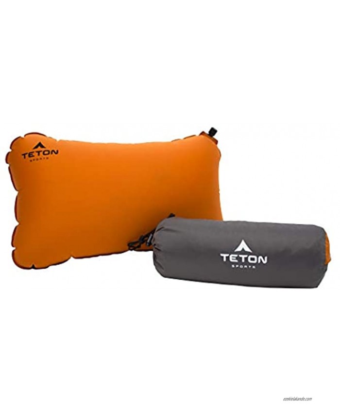 TETON Sports ComfortLite Self-Inflating Pillow; Support Your Neck and Travel Comfortably; Take it on the Airplane in the Car Backpacking and Camping; Washable; Stuff Sack Included