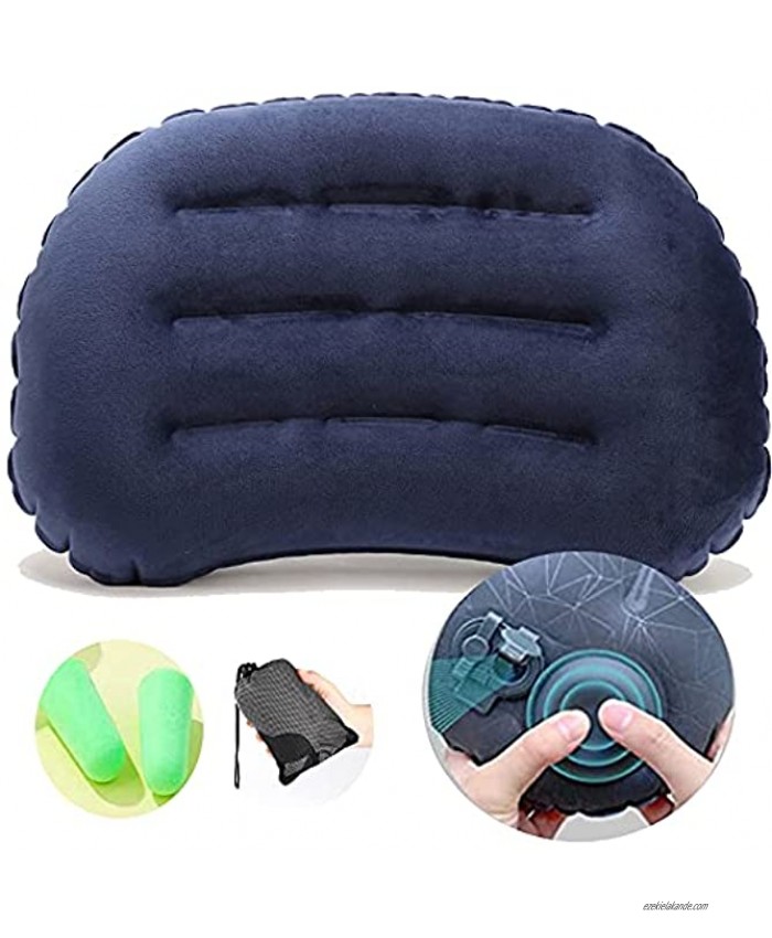 Ultralight Inflatable Camping Travel Pillow -Fast Inflatable by Pressing Compressible Pillows for Backpacking  Camp,Traveling Or Hiking.Compressible Compact Washable Flocking Pillows