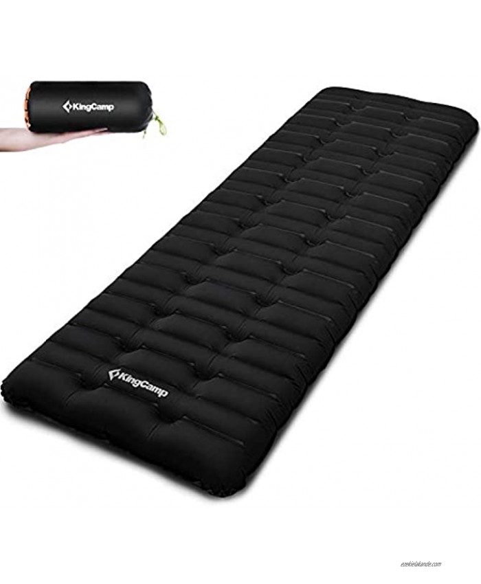 KingCamp Single Inflatable Camping Air Mattress 3.9 Thick Insulated Sleeping Pad Comfortable Lightweight Compact Waterproof Airbed for Office Outdoor Hiking Backpacking Travel Black