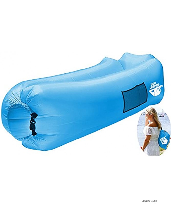 Legit Camping Inflatable Lounger with Carrying Bag & Pockets for Indoors Outdoors Inflatable Couch & Air Chair with Headrest & Securing Stake- for Camping Beach or Pool