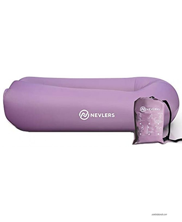 Nevlers Inflatable Lounger with Side Pockets and Matching Travel Bag Lavender Waterproof and Portable Great and Easy to Take to The Beach Park Pool Backyard and as Camping Accessories