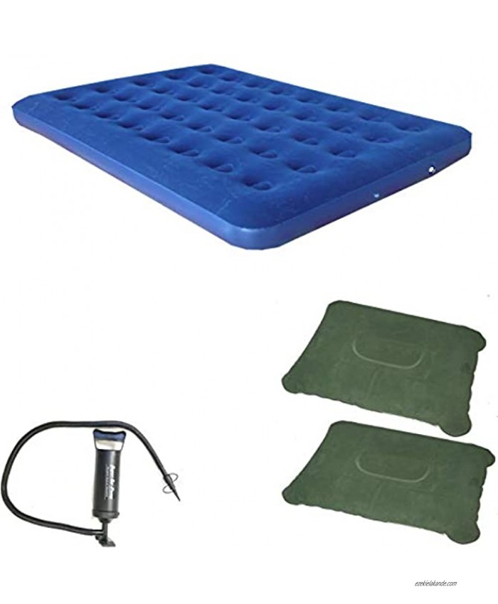 Zaltana Double Size Air Mattress with Double Action Hand Pump & 2-Piece of Inflatable Pillow Combo AMD+AP3+PL1x2
