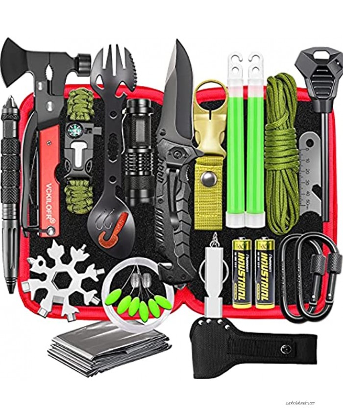 Gifts for Men Dad Husband Fathers Camping Survival Gear and Equipment Kit 32 in 1 Cool Gadgets Christmas Birthday Gift Ideas for Him Boyfriend Boys Emergency Outdoor Fishing Hiking Accessories