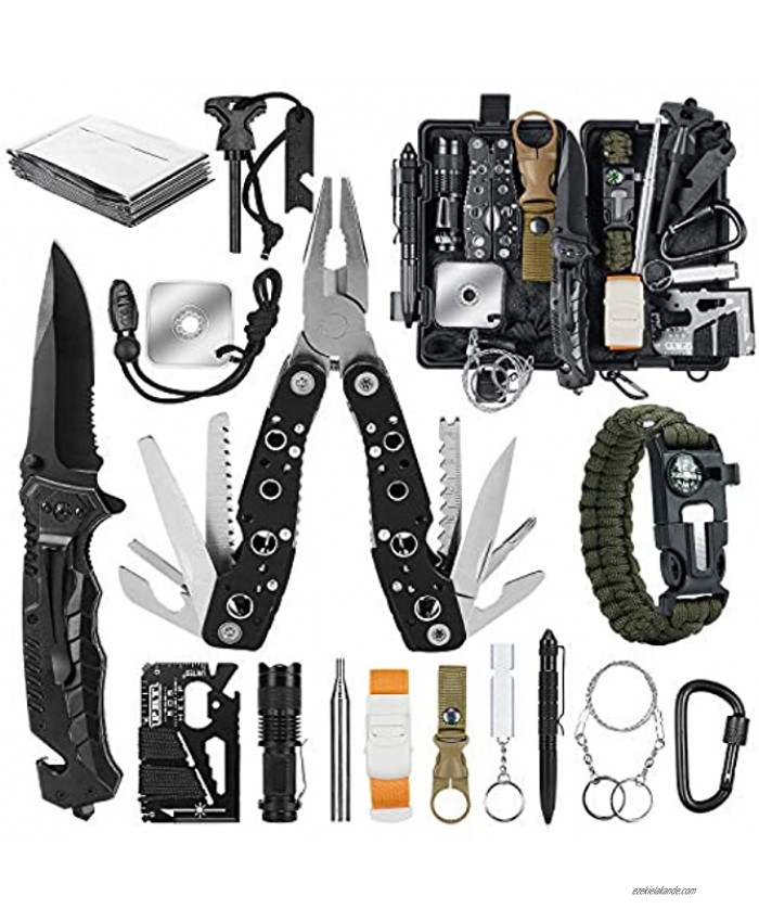 Gifts for Men Dad Survival Gear and Equipment 17 in 1 Emergency Survival Kit Fishing Hunting Birthday Gifts Ideas for Boyfriend Teen Cool Gadget Stocking Stuffer for Camping