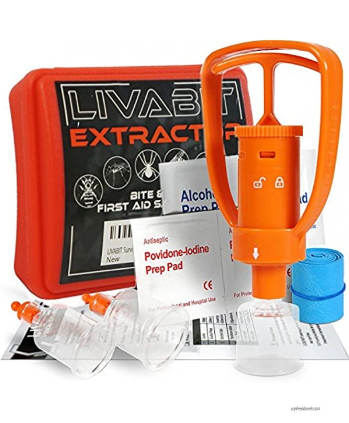 LIVABIT Snake Bite Kit Bee Sting Kit Emergency First Aid Venom Extractor Suction Pump for Camping Hiking and Backpacking