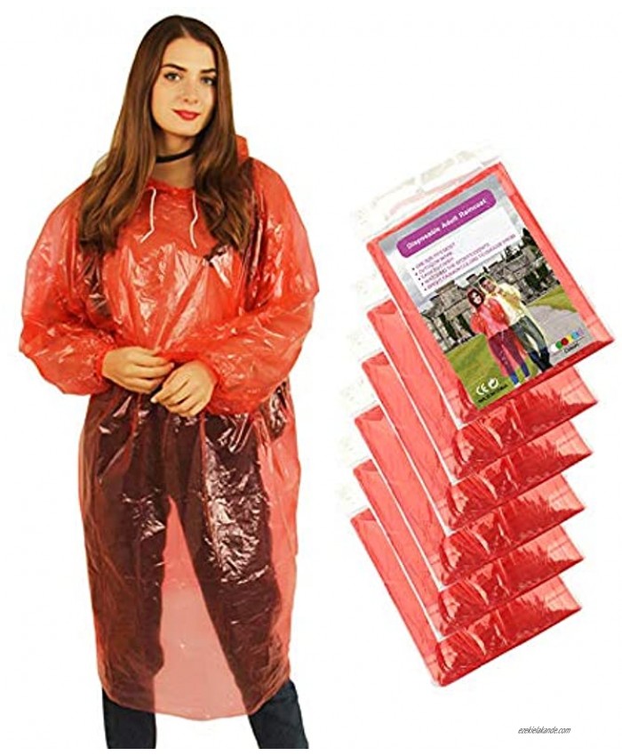 Rain Poncho Disposable Clear Adult Raincoat with Hood 6 Pack Raincoat for Men Women Hiking Camping Rainy Outdoors