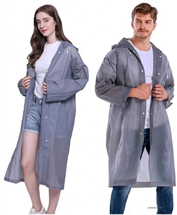 Rain Poncho for Adults Women Men 2 Pack Reusable Raincoat Waterproof Jacket