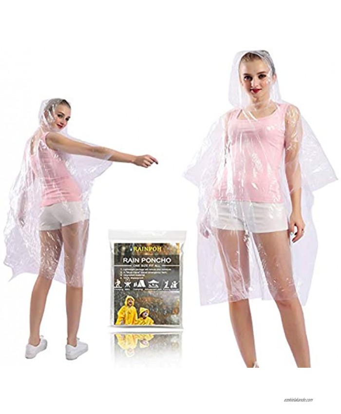 Rain Ponchos Disposable for Adults 10 Pack Thicker with Hood