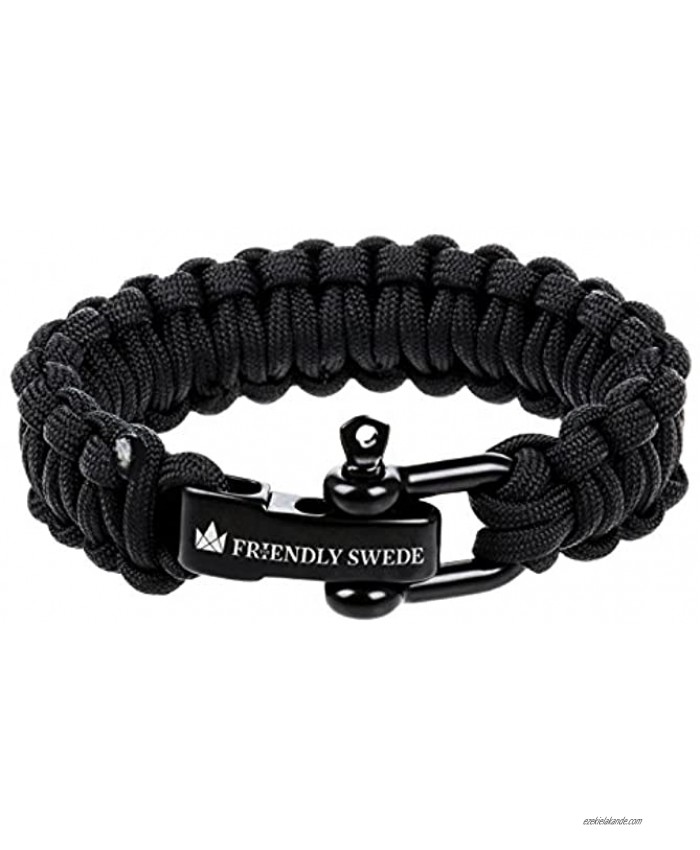 The Friendly Swede Paracord Survival Bracelet with Stainless Steel D Shackle Adjustable Size
