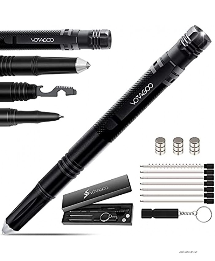 VOTAGOO Tactical Pen,EDC Multi-Tool with LED Flashlight for Men Cool Gadgets Pens Unique Survival Gear Birthday Ideas for Him Boyfirend Husband