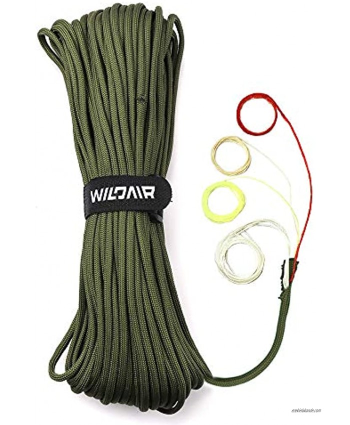 WILDAIR Paracord Survival Paracord Parachute Fire Cord Survival Ropes 4-in-1 U.S. Military Type III with Integrated Fishing Line Fire-Starter Tinder