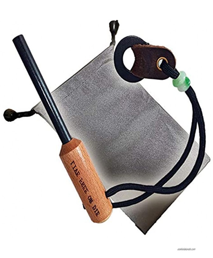 BSGB Ferro Rod Fire Starter with Handcrafted Wood Handle 5 16 Inch Thick Magnesium Fire Starter Rods with Striker & Paracord Rope Leather Survival Ferro Rod