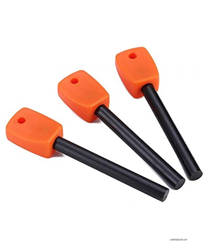 FOSTAR 3 PCS Tactical Ferro Ferrocerium Rods Bushcraft Flint Fire Starter with Easy Grip Handle 5 16 Inch Thick Waterproof Fire Steel Magnesium Camping Tool Kit