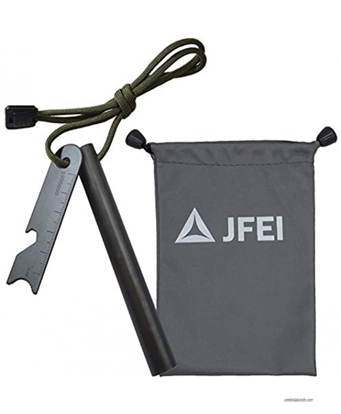 JFEI Fire Starter Emergency Survival Kits with Paracord and Striker 3 4 1 2 3 8 5 16 Waterproof Flint Sticks Ferro Rod for Stove Fireplace Camping Hiking Trekking Outdoor