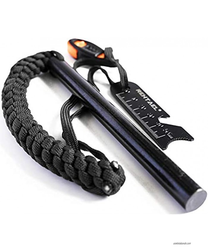 REHTAEL Flint and Steel Fire Starter Survival kit [1 2 x 6 Inch] Large Ferro Rod with Multi-Tool Fire Striker Paracord Lanyard for Camping Hiking