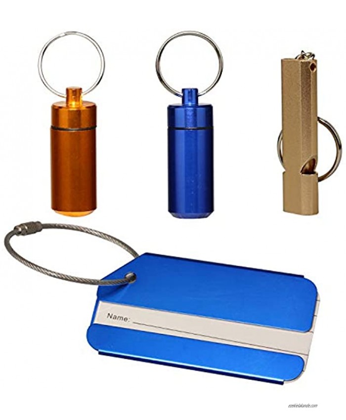 Cute Pill Organizer Emergency Whistle Luggage Tag Keychain Timorn Waterproof Small Pill Box Dog tag Lifeguard Whistle Aluminum for Outdoor Travel Camping Hiking Boating Hunting Fishing