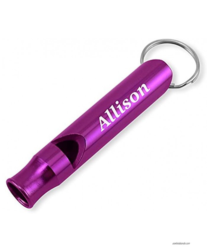 Dimension 9 Laser Engraved Anodized Allison Metal Safety Survival Whistle with Key Chain