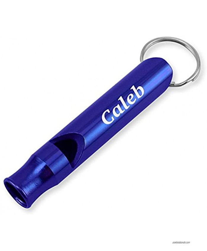 Dimension 9 Laser Engraved Anodized Caleb Metal Safety Survival Whistle with Key Chain