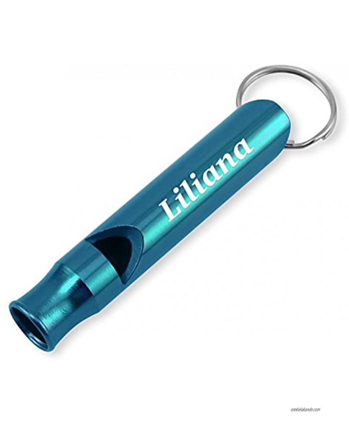 Dimension 9 Laser Engraved Anodized Liliana Metal Safety Survival Whistle with Key Chain