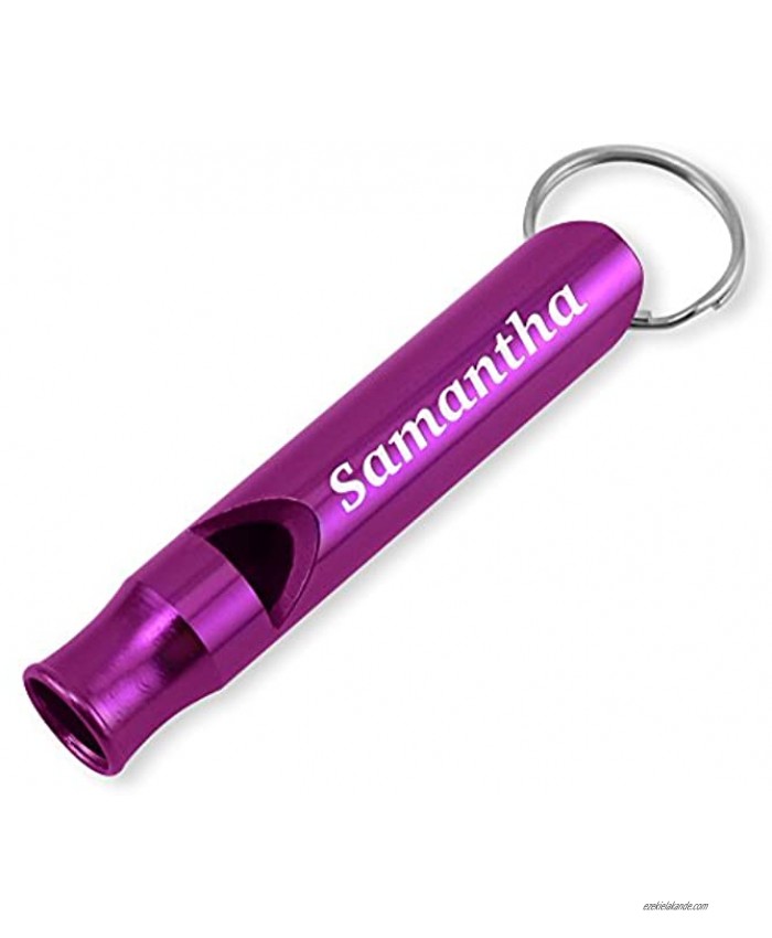 Dimension 9 Laser Engraved Anodized Samantha Metal Safety Survival Whistle with Key Chain