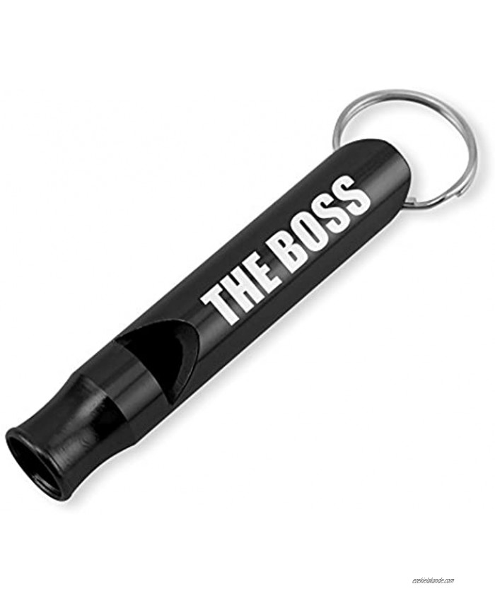 Dimension 9 Laser Engraved Anodized The Boss M Metal Safety Survival Whistle with Key Chain