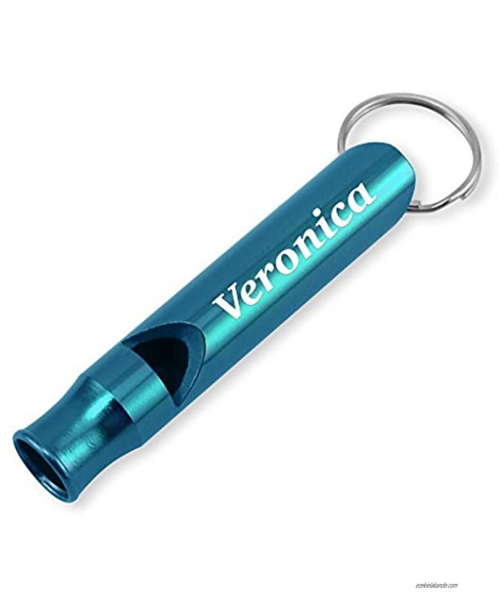 Dimension 9 Laser Engraved Anodized Veronica Metal Safety Survival Whistle with Key Chain